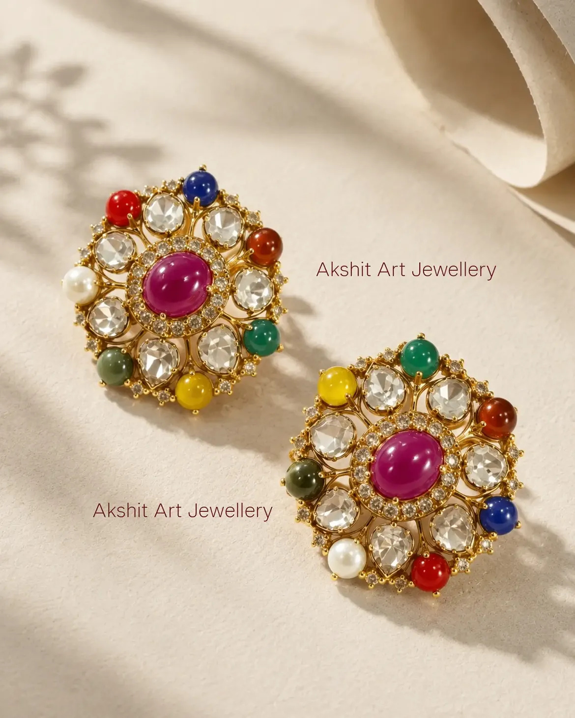 Navratna Floral Studs